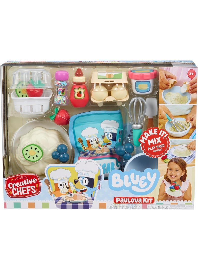 Little Tikes Creative Chefs Bluey Pavlova Cake Kit for Kids, Bluey-Themed Dessert Role Play Set with Make-It! Mix & Recipe Card, Ideal Pretend Playset for Boys & Girls (643460) - Image 1